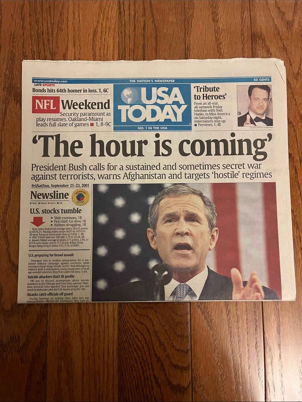 USA TODAY September 21-23, 2001 Newspaper "The Hour is Coming" Complete, Bush